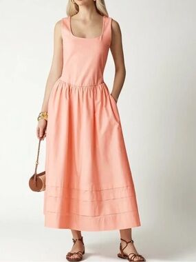 J. Crew Coral Scoop-Neck Sleeveless Maxi Dress